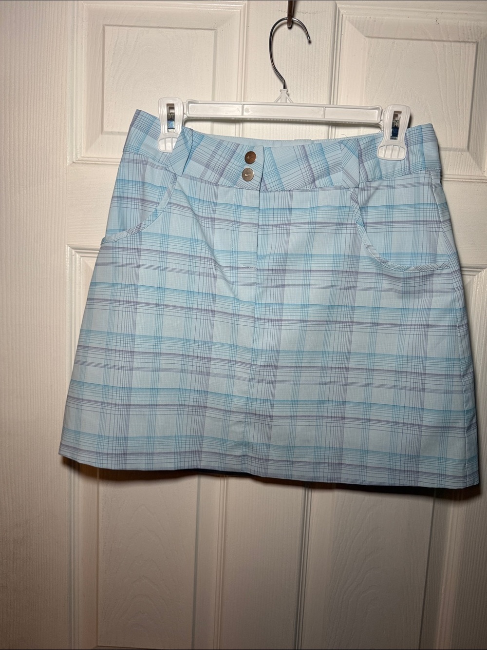 Nike Golf Club Women's Dri-FIT Plaid Blue Purple Skort Size 2 - Picture 2 of 10